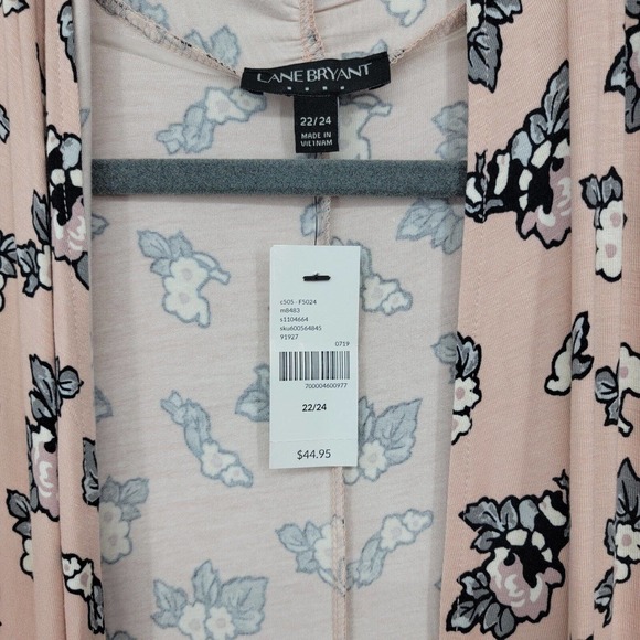 Lane Bryant Women's Size 22/24 Floral Open Front Pink Cardigan - Picture 8 of 8